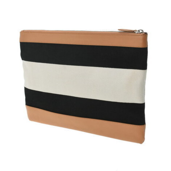 BALENCIAGA Navy Blue Clip White Clutch Bag - Picture 2 of 12